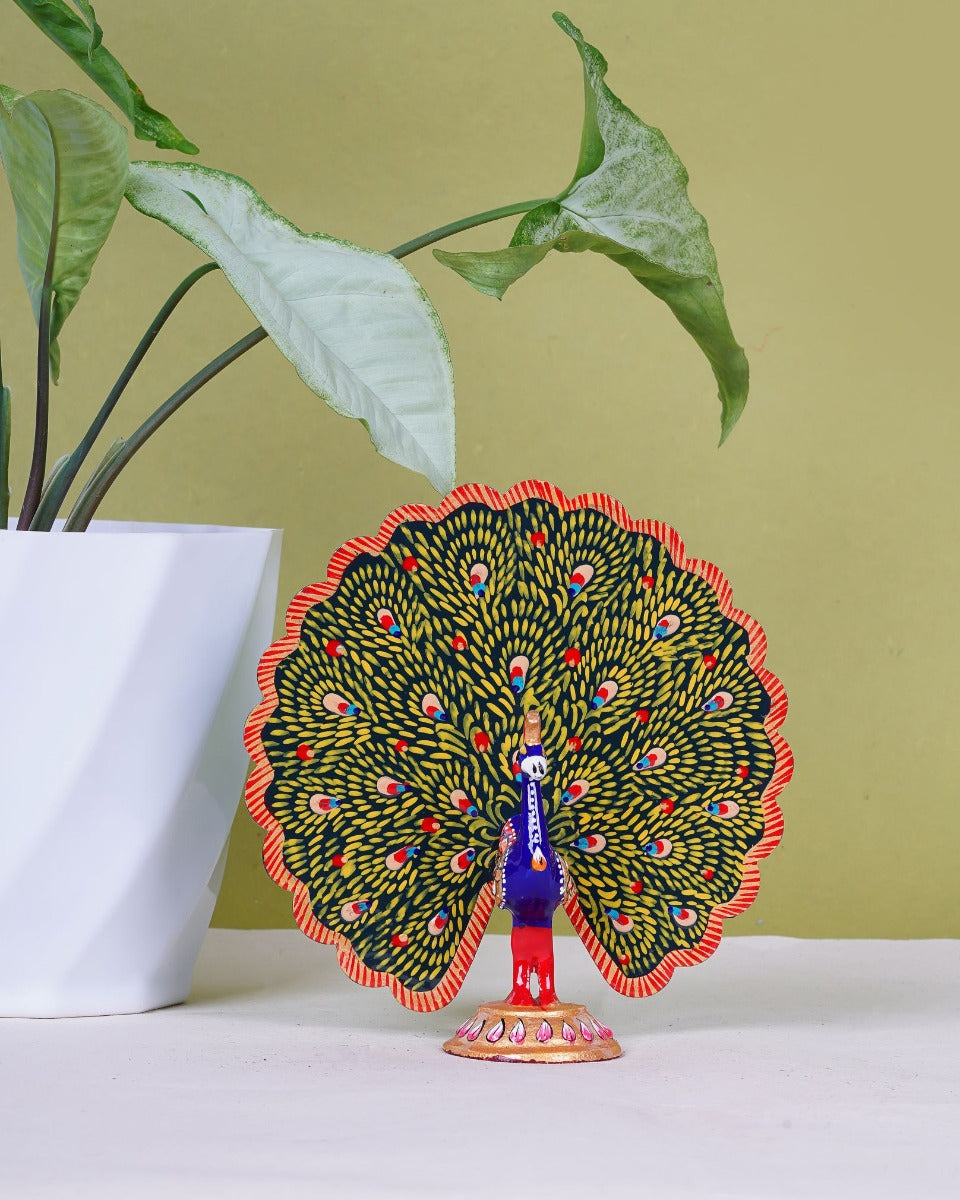 Metal Handcrafted Dancing Peacock — false