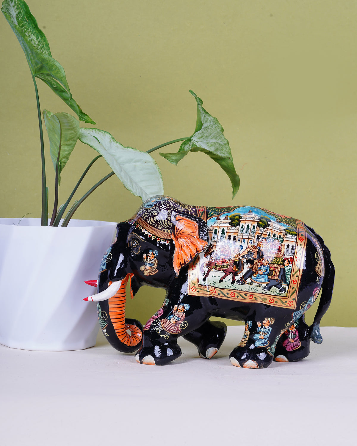Hand-Painted Elephant- Wooden Craft — 10 inch