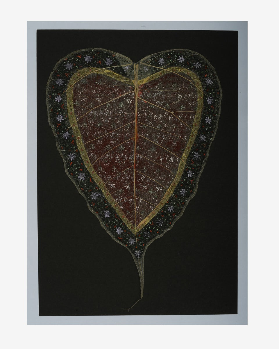 Painting on a peepal leaf (unframed) — false