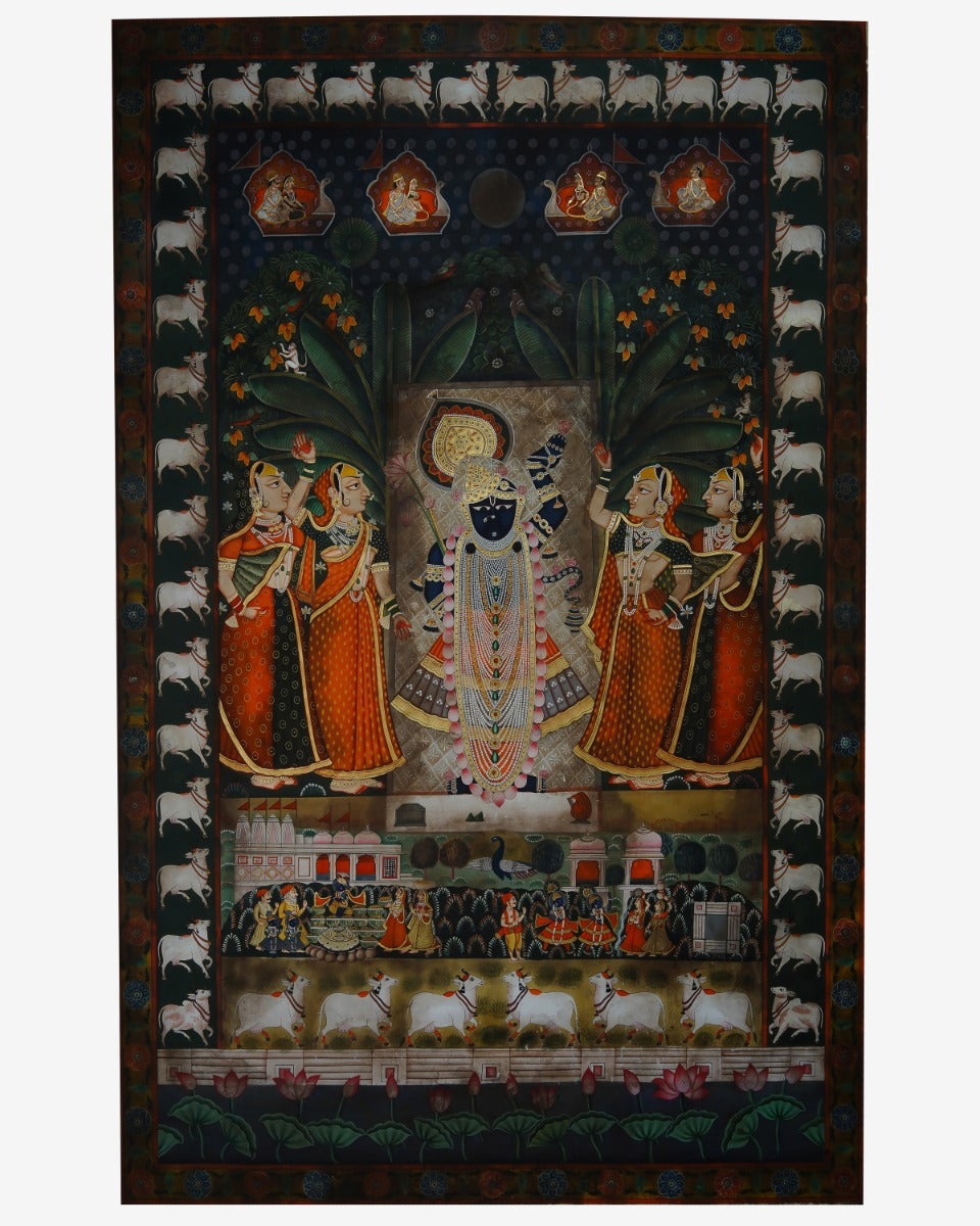 Pichwai painting on cotton cloth (unframed) — false