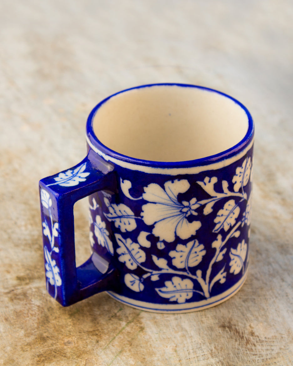 Blue Pottery- Handcrafted Coffee Mug(Blue & White) — false
